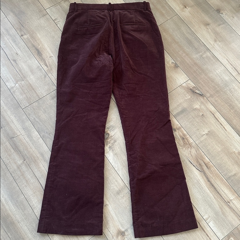 Mango Suede Burgundy Flare Pants Sz 6 - Picture 7 of 8